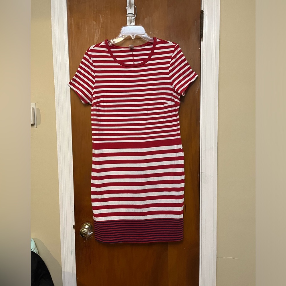 Red and Navy Striped Dress
